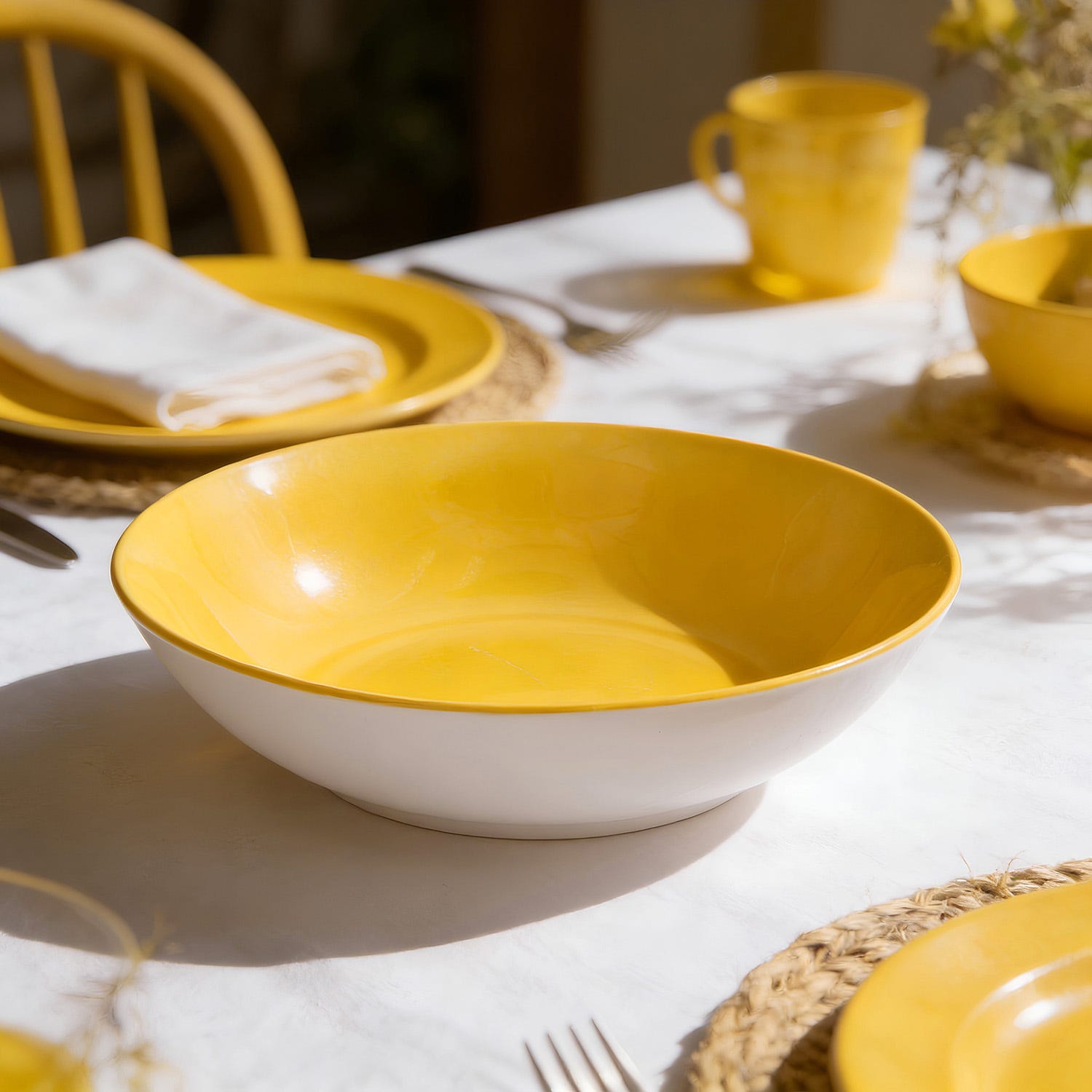 Piatto fondo giallo porcellana Mix e Match
