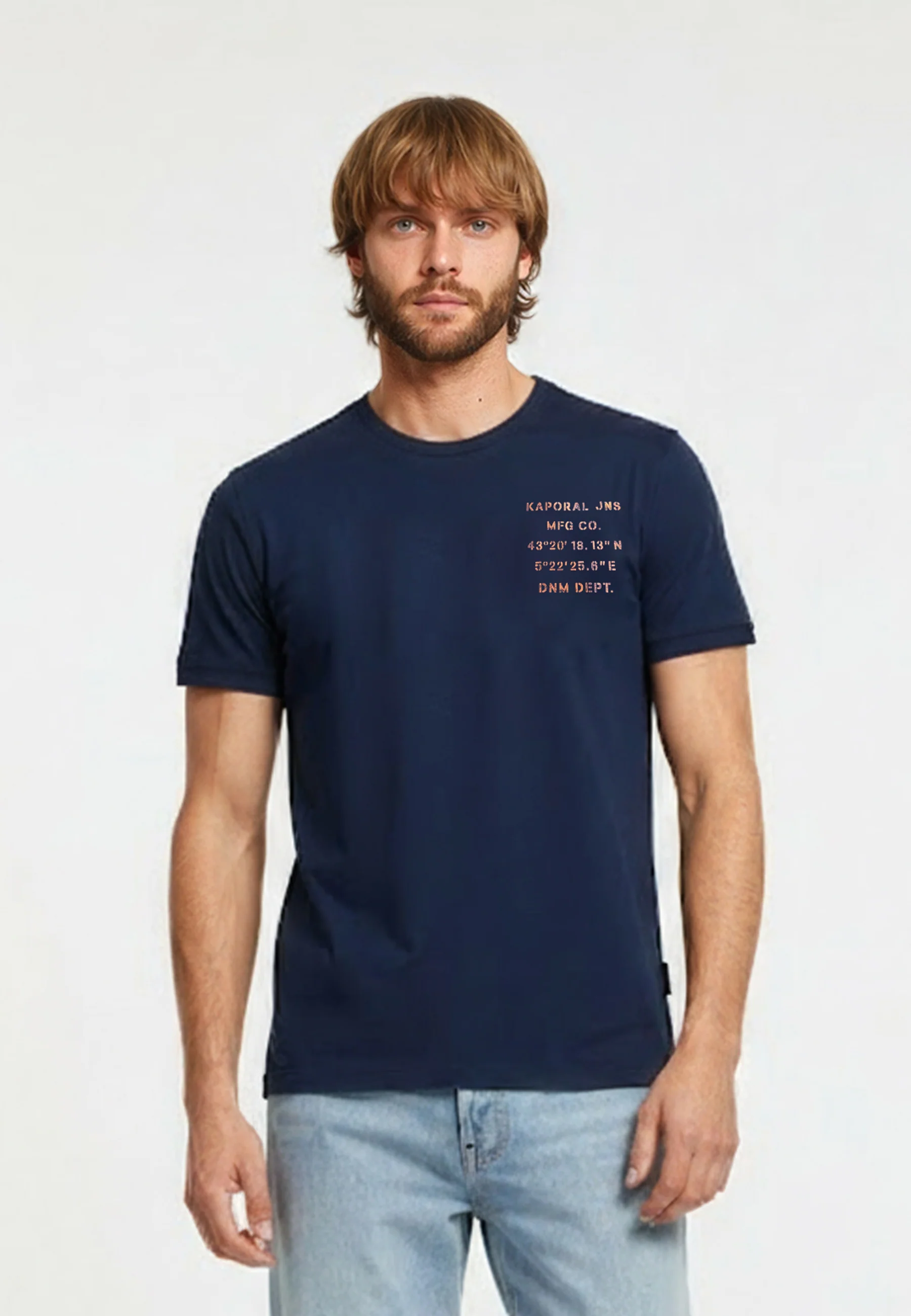 T-shirt manches courtes regular bleu marine coton BARK