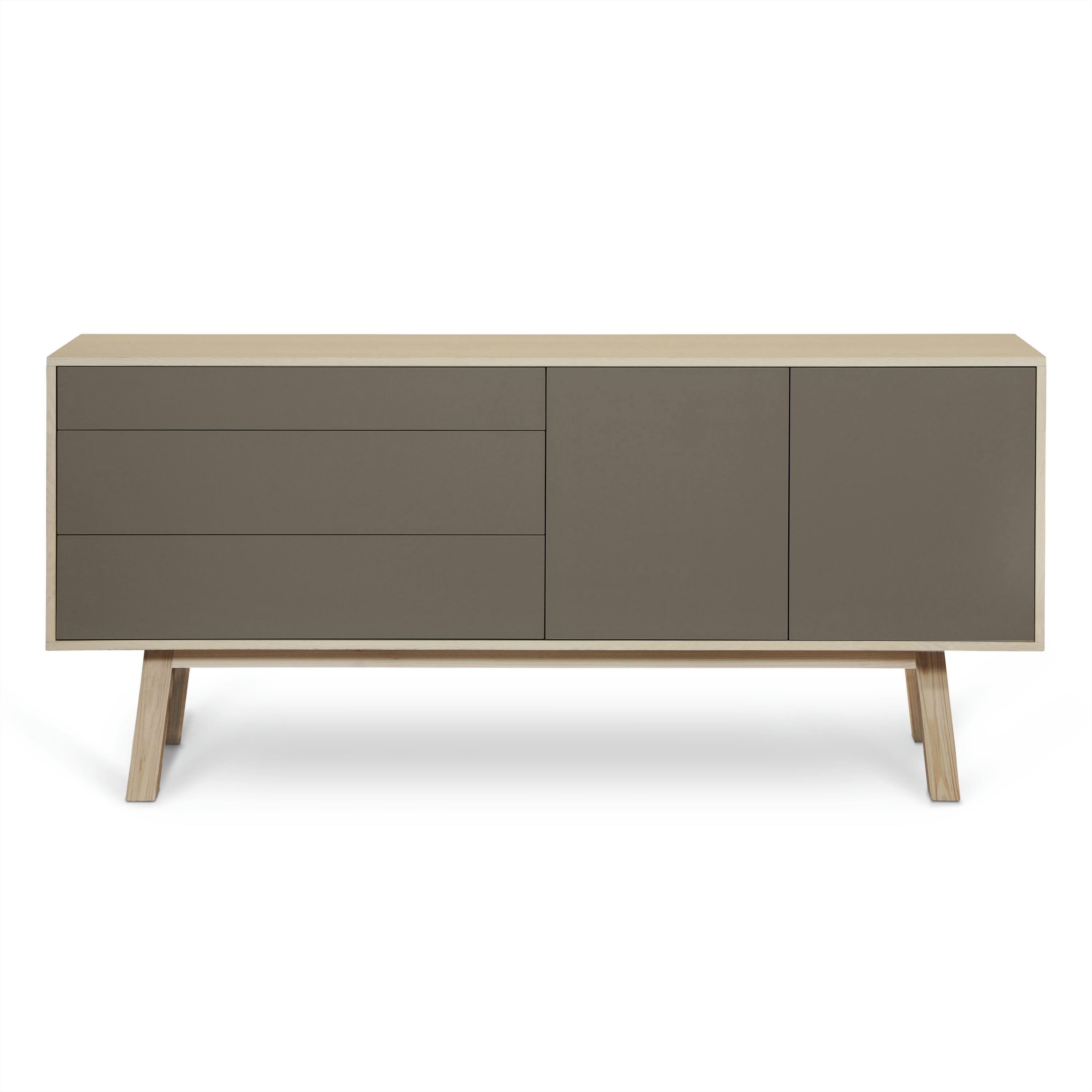 KUBE - Buffet en frêne 2 portes+3 tiroirs 180 cm, hauteur 94 cm