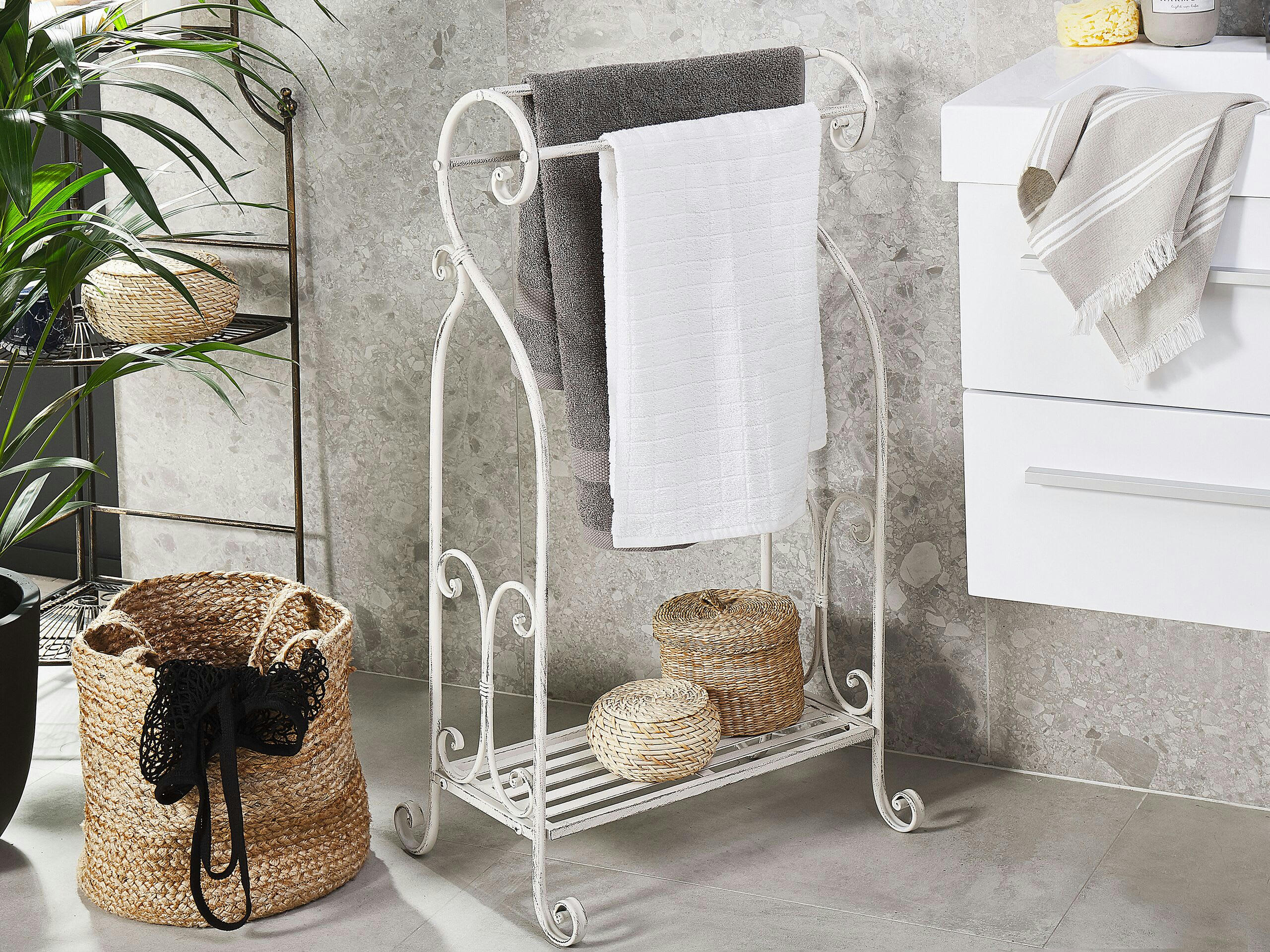 LINARES - Porte-serviettes en métal blanc