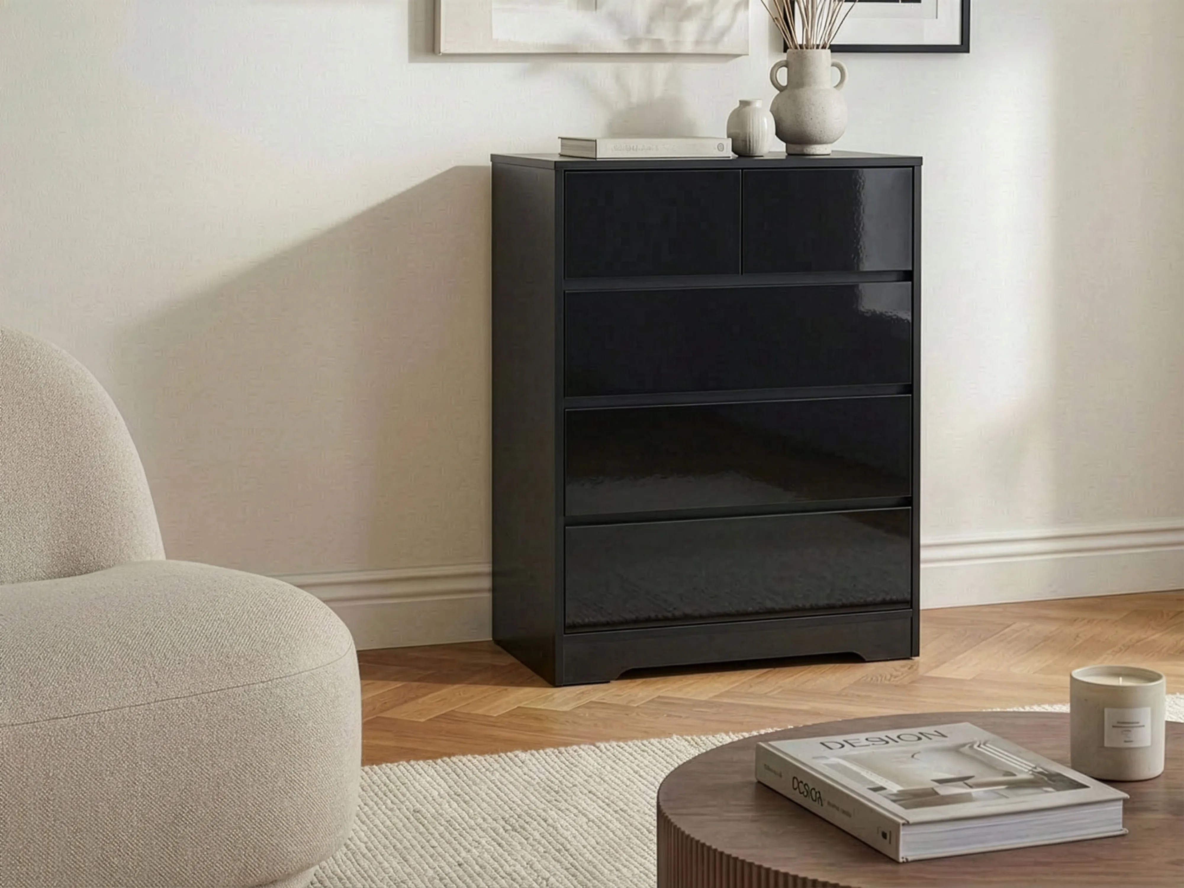 5 Drawer Chest ALBERTA Black