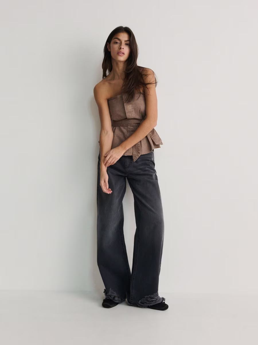 Denim Top With Tie Detail