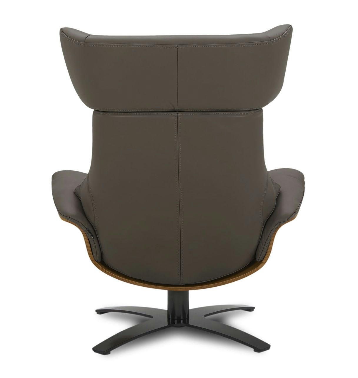 NAOS - Fauteuil en cuir et chêne Naturel - Cuir Anthracite