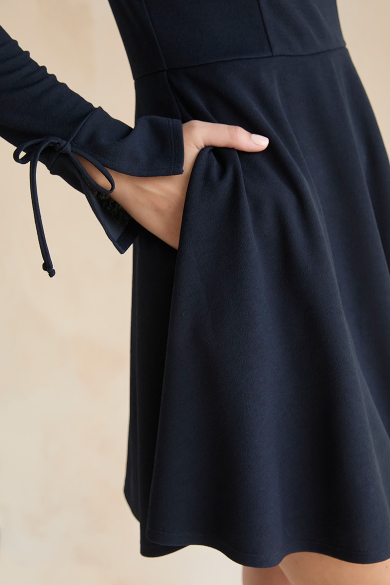 Rene Long Sleeve Waisted Mini Dress Black