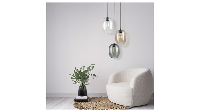 Lampa wisząca Elio 3-punktowa 110 cm szklana czarna