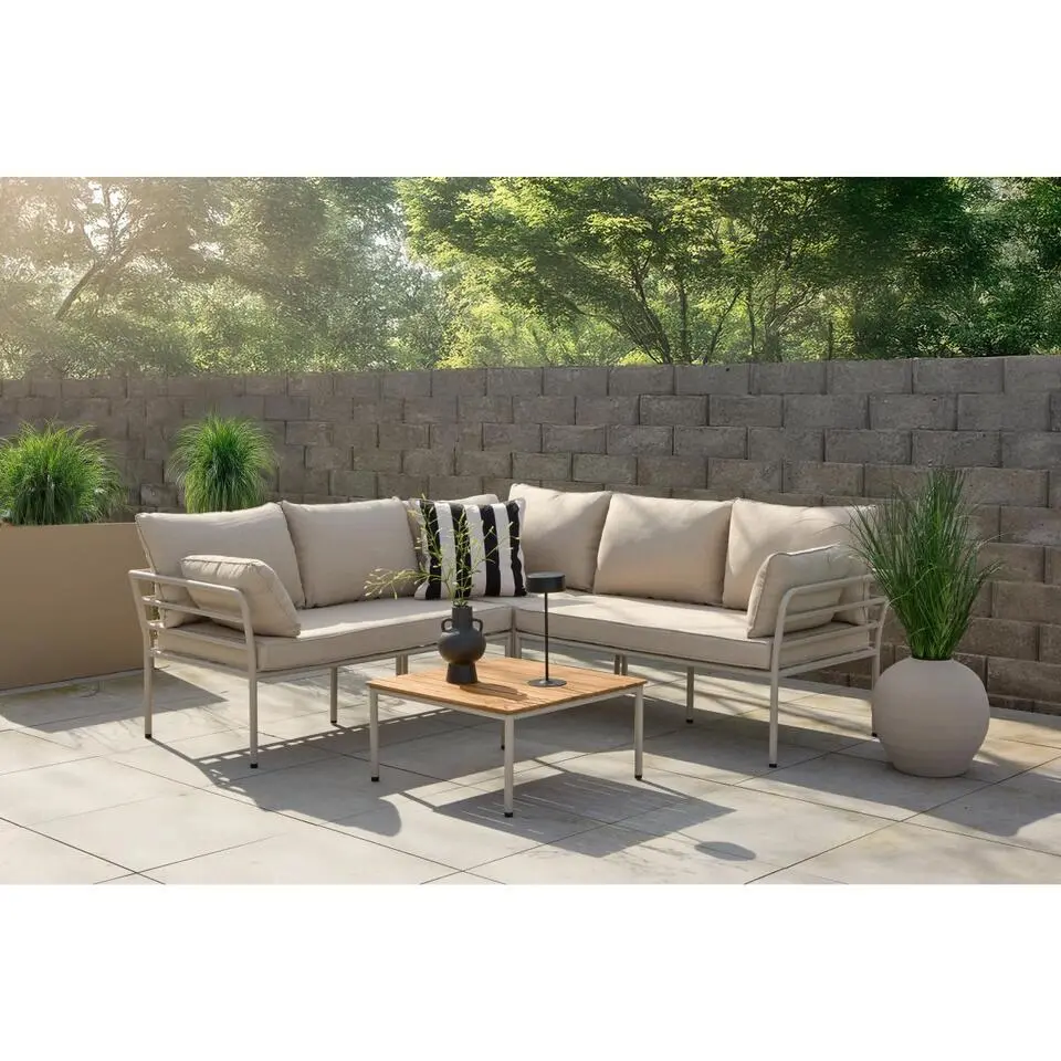 Svea - Jamal loungeset - hoekbank en tafel - beige/zand