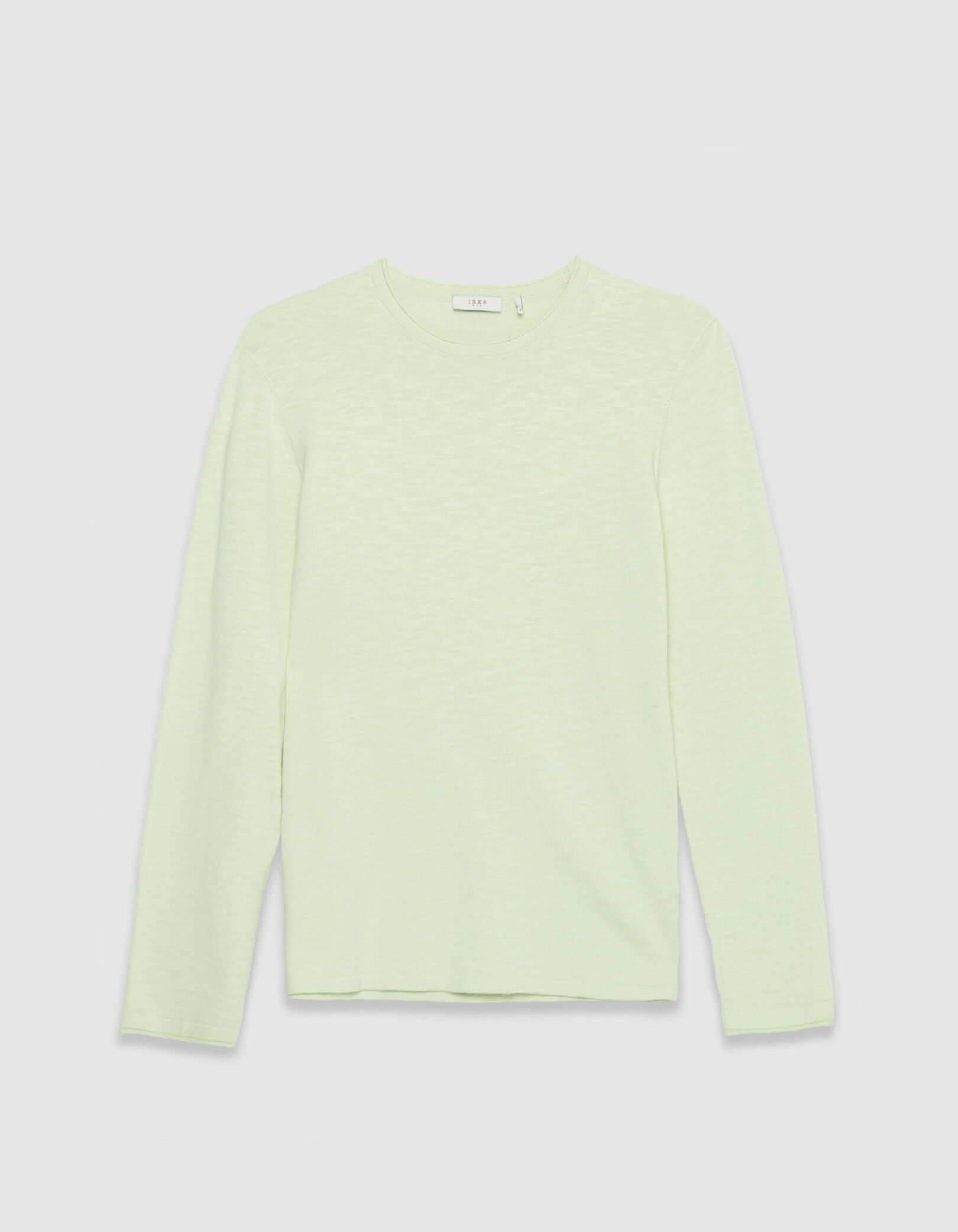 Pull bleu coton bio tricot fin flammé Homme