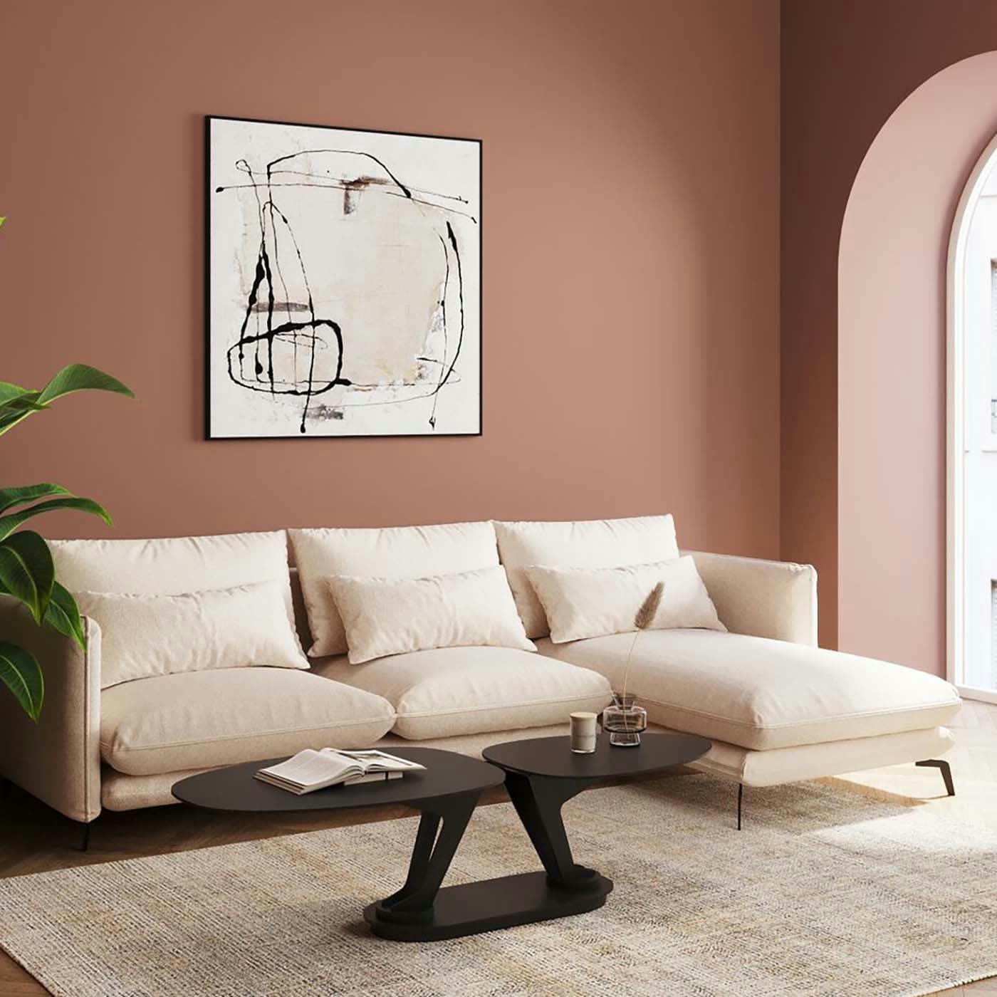 MONZA - Canapé d'angle Monza crème droite Kare Design