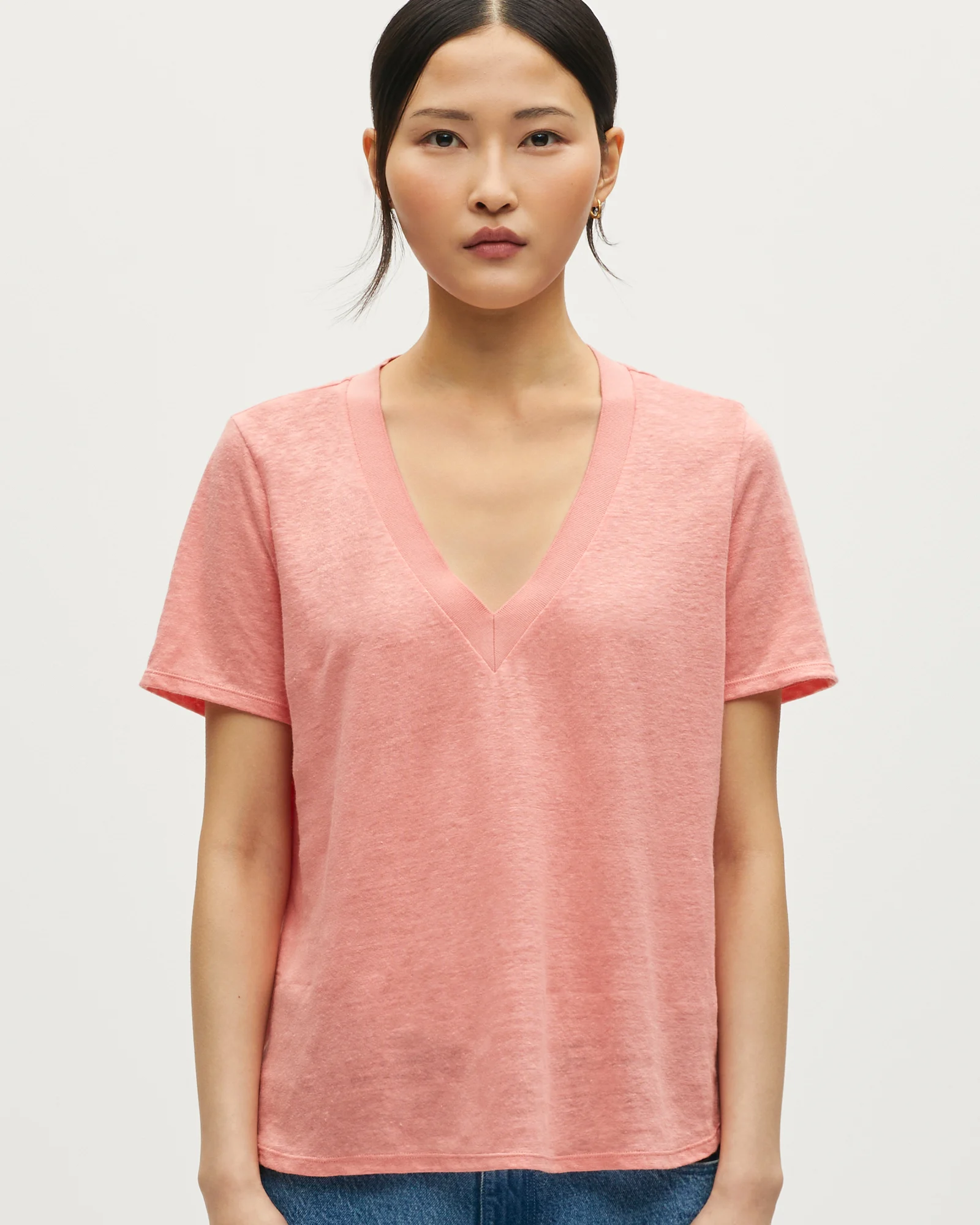 T-shirt col V en lin SARAH