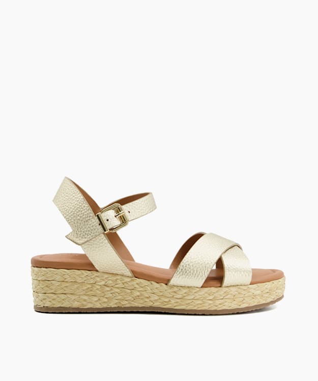 Linnie Gold - Woven Flatform Sandals