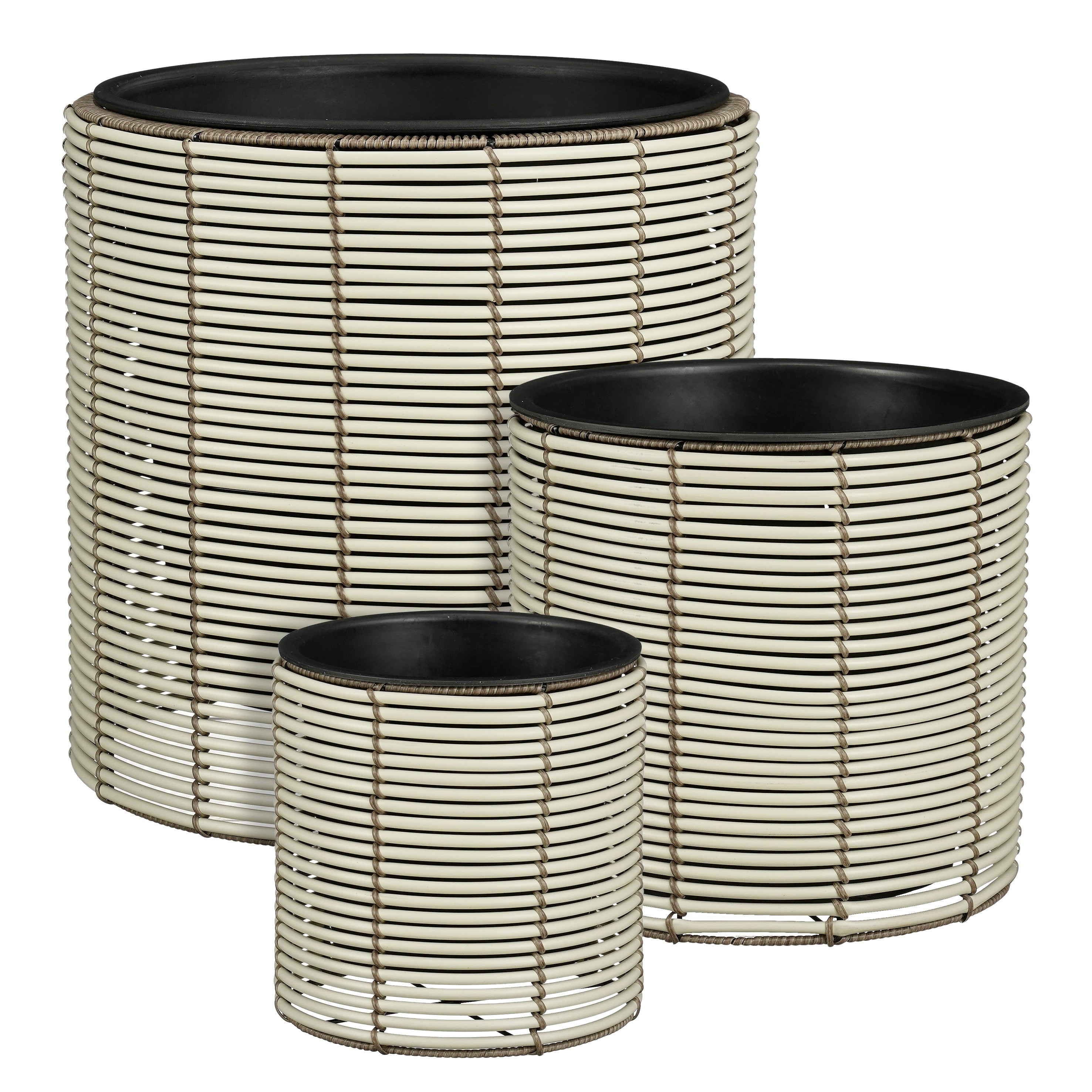 Mica Decorations Cesena Bloempot – Set van 3 – Plantenpot voor Bloemen en Kamerplanten – Bloempotten voor Buiten – Gerecycled Plastic – Wit