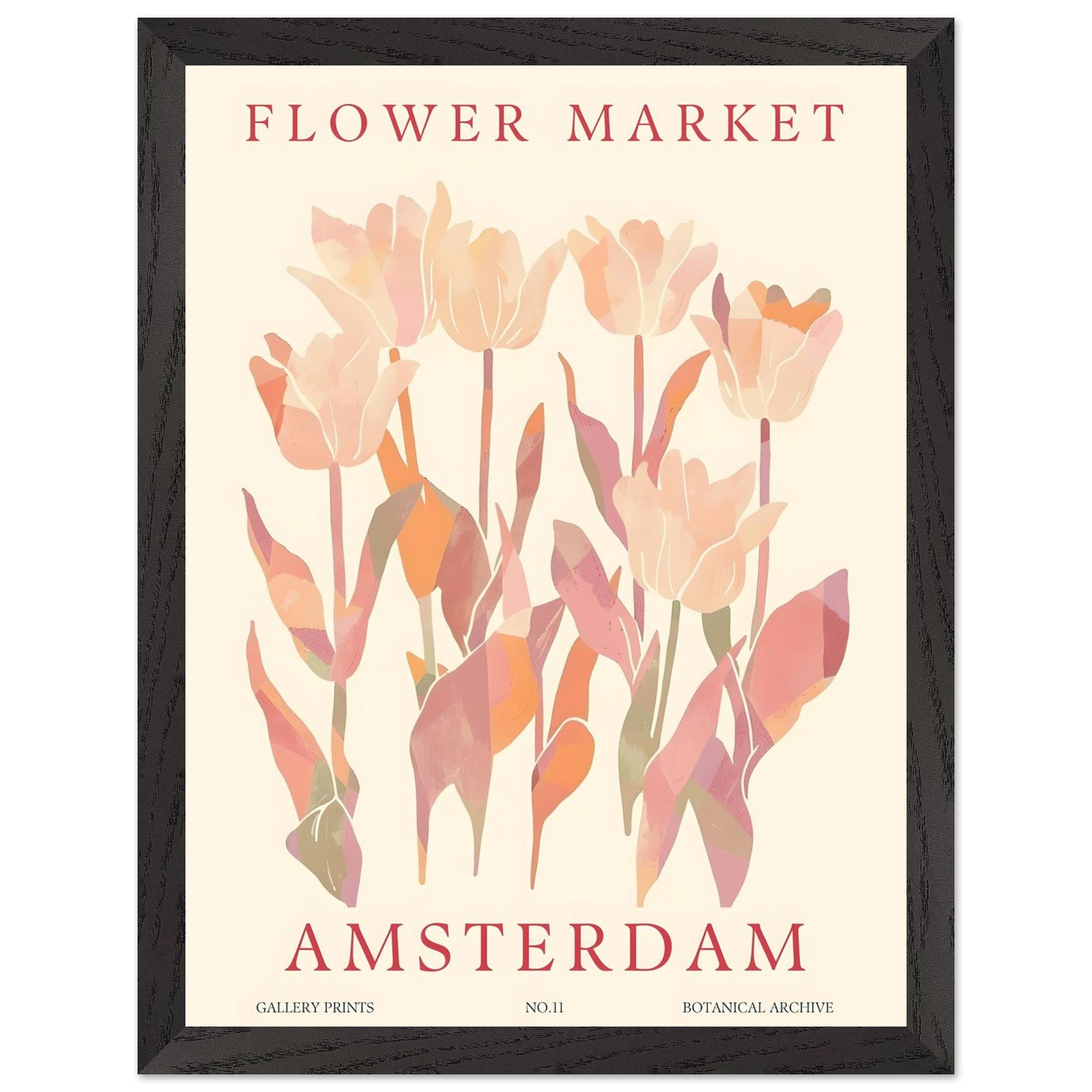 Artfulprints Poster met Lijst Flower market - Amsterdam I  - 30x40 cm - Roze