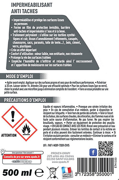 Imperméabilisant anti-taches Spado 500 ml