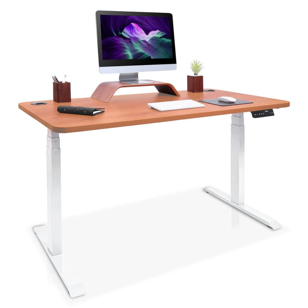 DYNAMIC - Bureau assis debout effet bois naturel 160x80