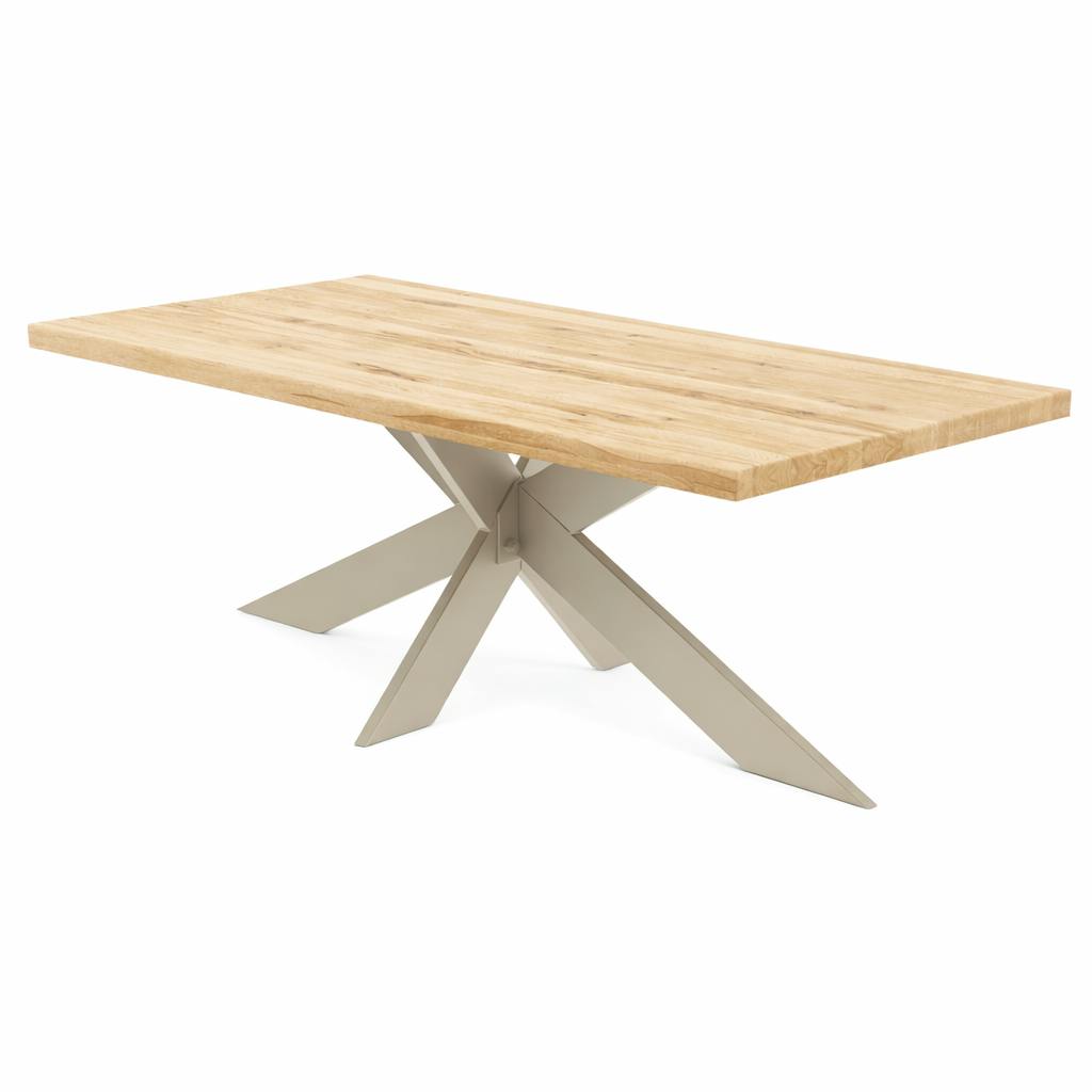 Table extensible bois blanc bords droits pied grège fin 240 cm PALERME