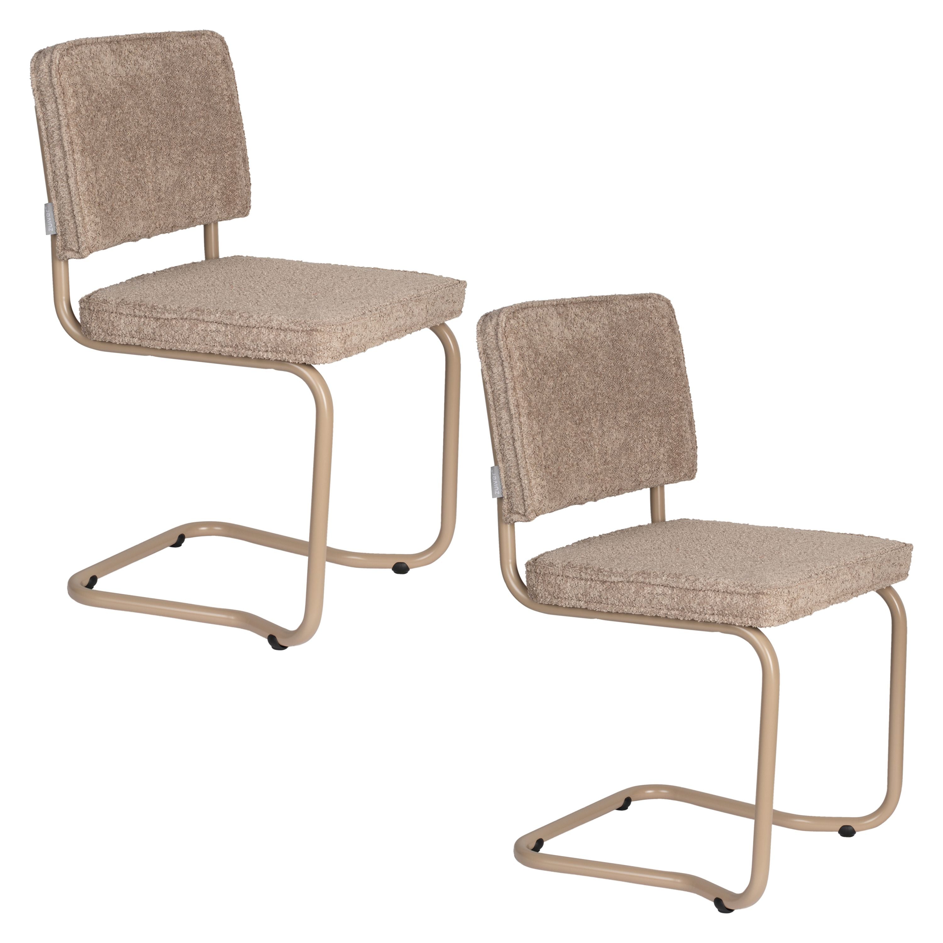 Zuiver Ridge Kink Soft Eetkamerstoelen Beige - Set van 2