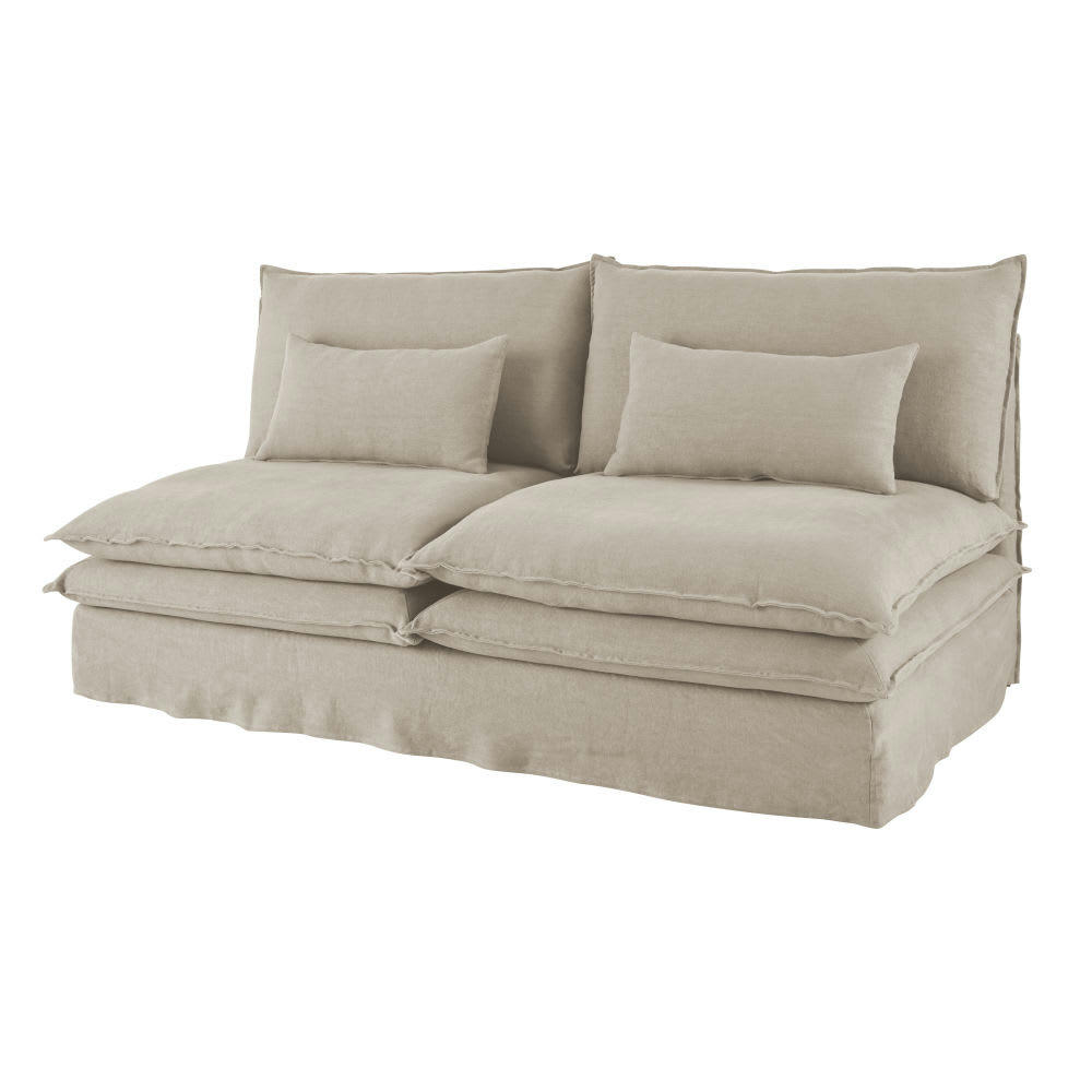 Pompei - Chauffeuse pour canapé modulable 2 places en lin supérieur beige