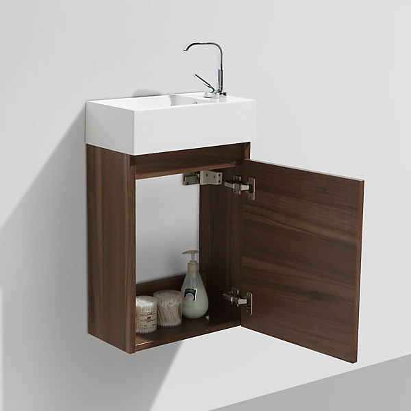 Meuble lave-main salle de bain design SIENA largeur 40 cm noyer