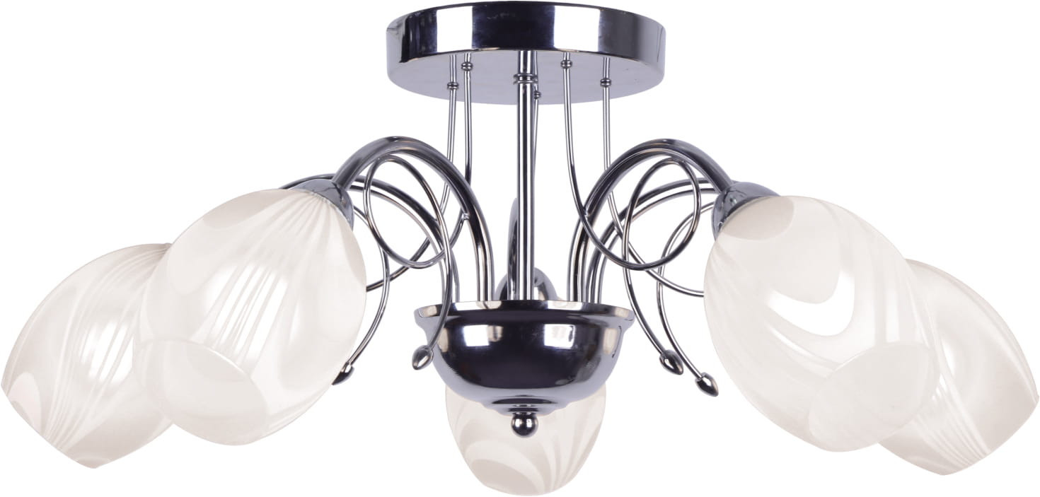 Lampa sufitowa chromowana biała MALIBU 5xE14x40W wym: 23x51x51 cm Kaja