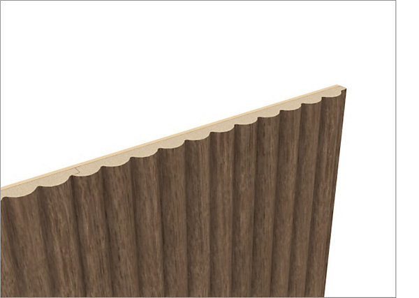 Panneau décoratif fraisé Caiman effet noyer L.280x l.60cm Ep. 1,5cm
