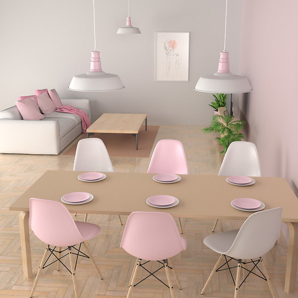 Lampa wisząca Enzo 45 cm metalowa biało-różowa