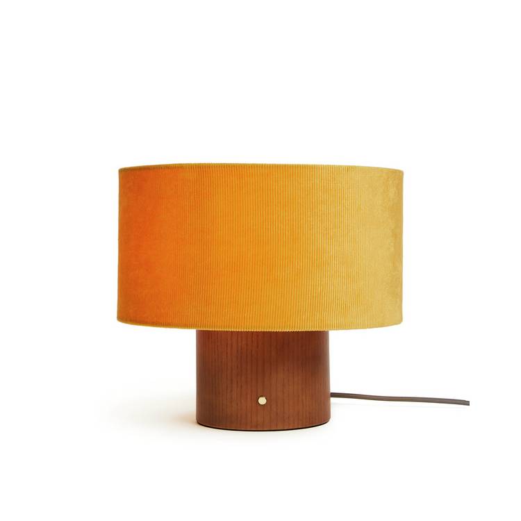 Habitat Corduroy Touch Table Lamp - Mustard & Walnut