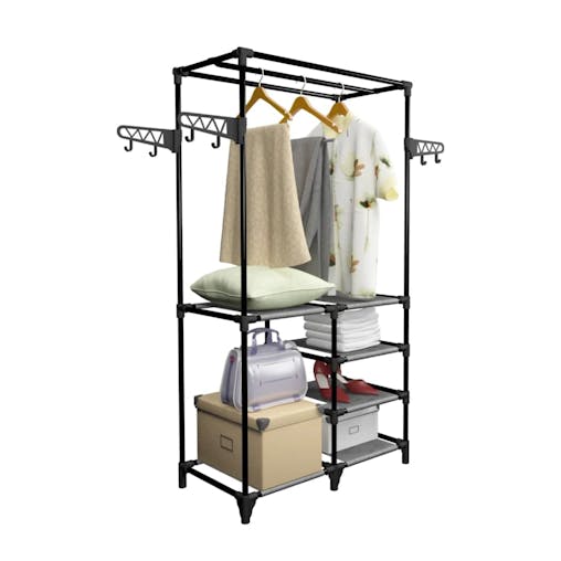 NNEVL Clothes Rack Steel and Non-woven Fabric 87x44x158 cm Black