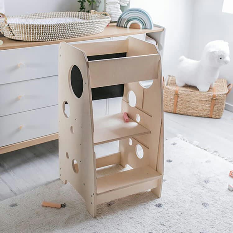 BILI - Tour d'observation Montessori enfant effet bois naturel 85x45x44 cm