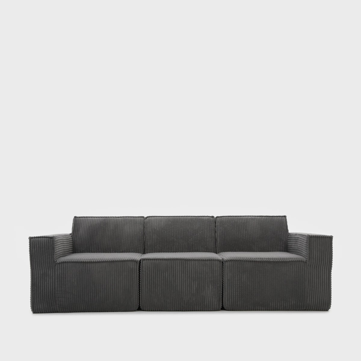 Sofa modułowa LYKKE 3-osobowa ciemnoszara piankowa sztruksowa 263x88x73 cm