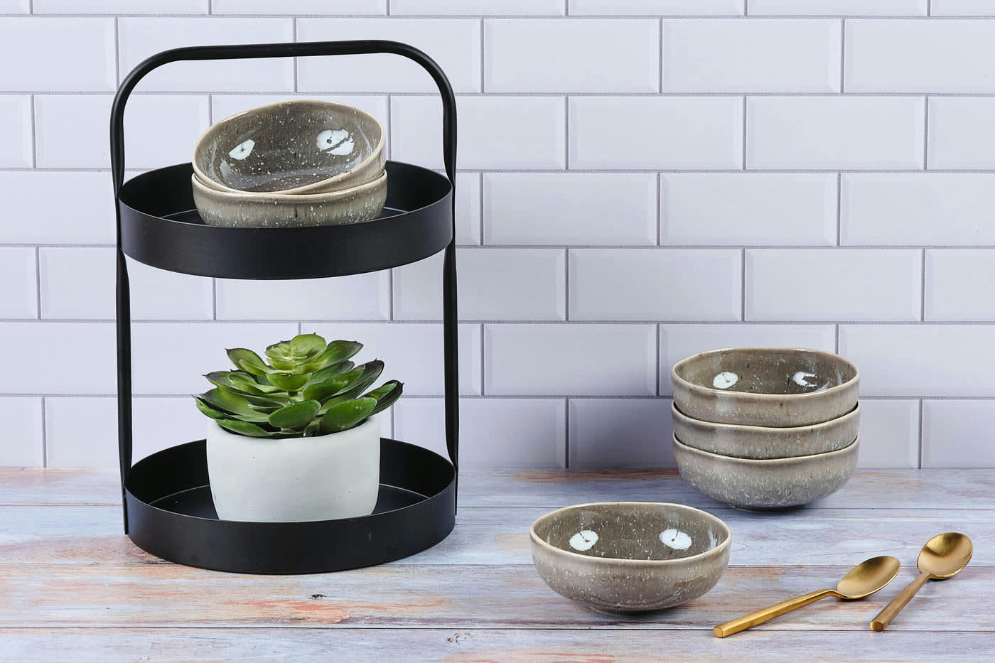 REACTIV - Lot de 6 petits bols en grès gris D11.5