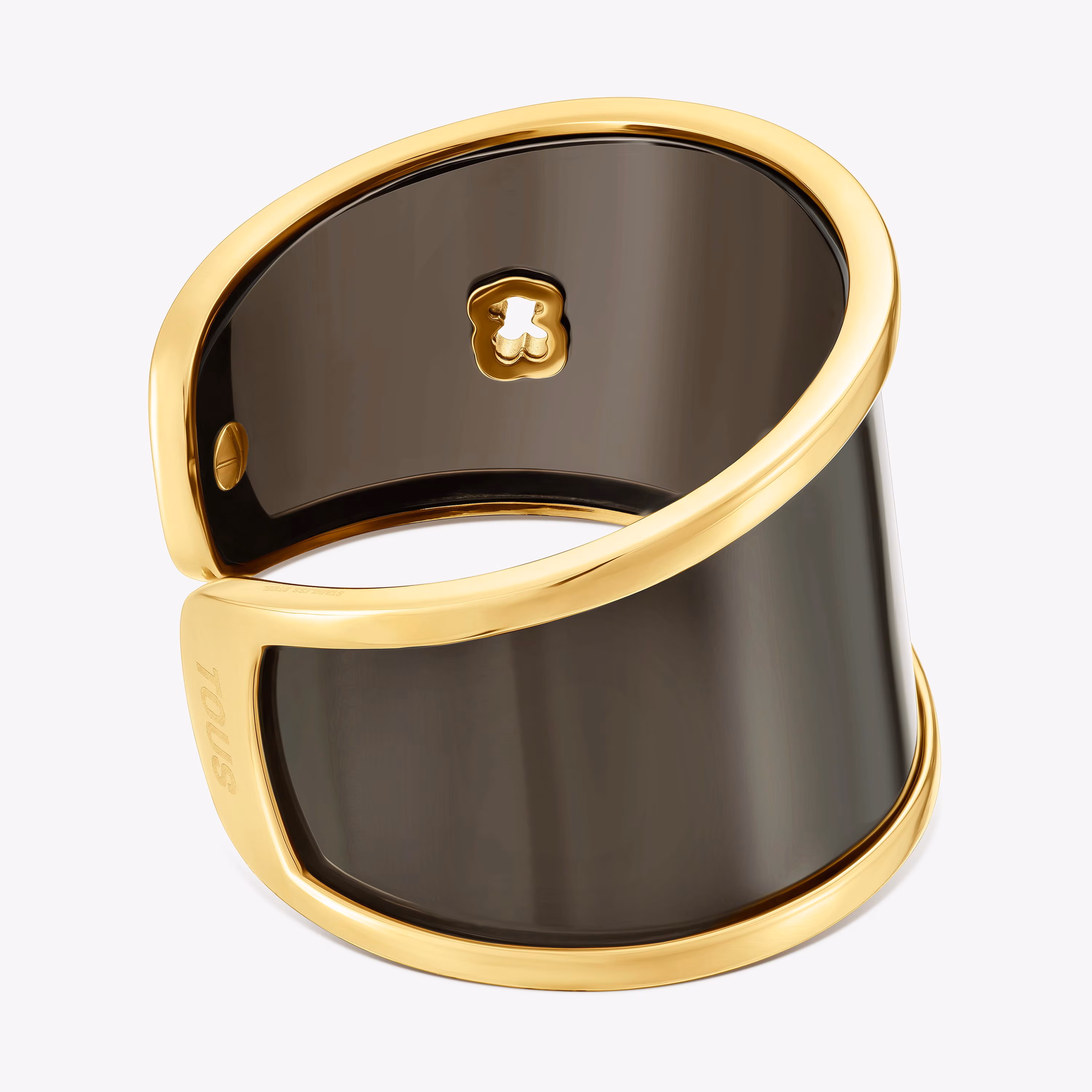 Pulsera esclava de acero dorado y resina negra Galaxy