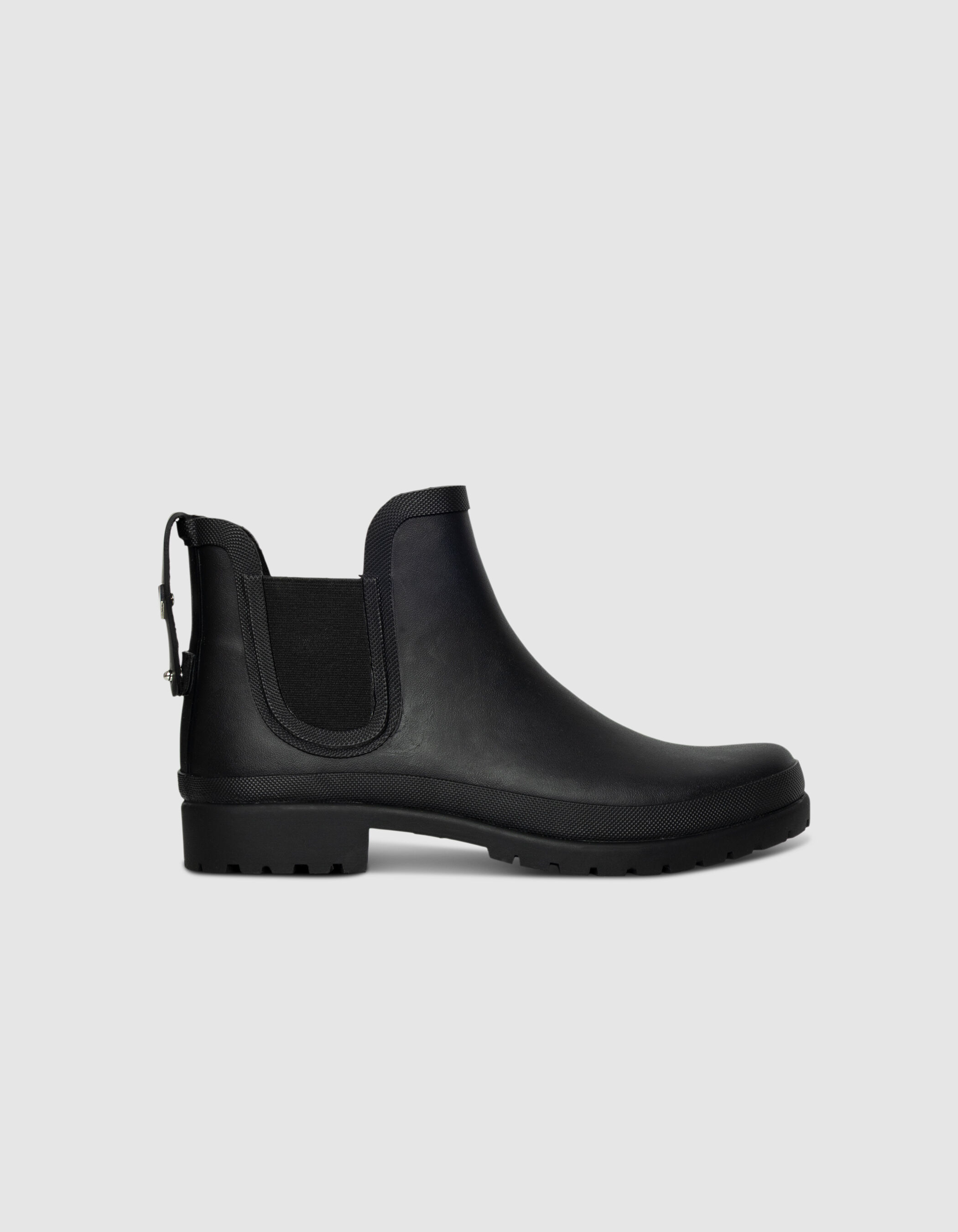 Chelsea boots de pluie noirs semelles crantées Femme