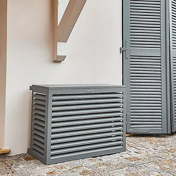Cache unité extérieure en aluminium gris poussière taille S - DECOCLIM - 23AS7037