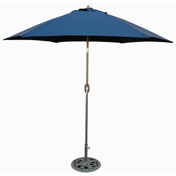 Tropishade 9 ft. Aluminum Bronze Patio Umbrella with Navy Cover