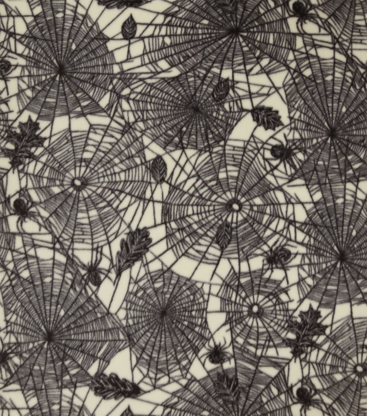 Black Spiderwebs on Beige Anti Pill Fleece Fabric