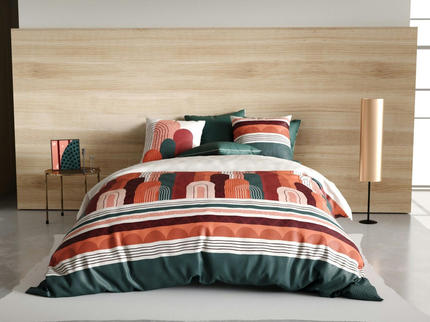 GALIO - Parure housse de couette coton rouge 240x260 cm