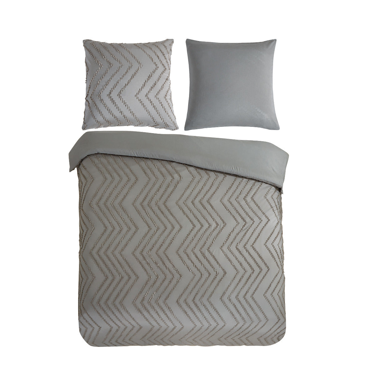 Pure Dekbedovertrek Micropercal Zigzag - taupe