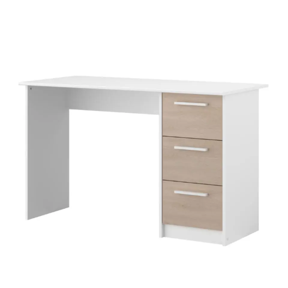 Bureau Infino met 3 lades - wit/eik