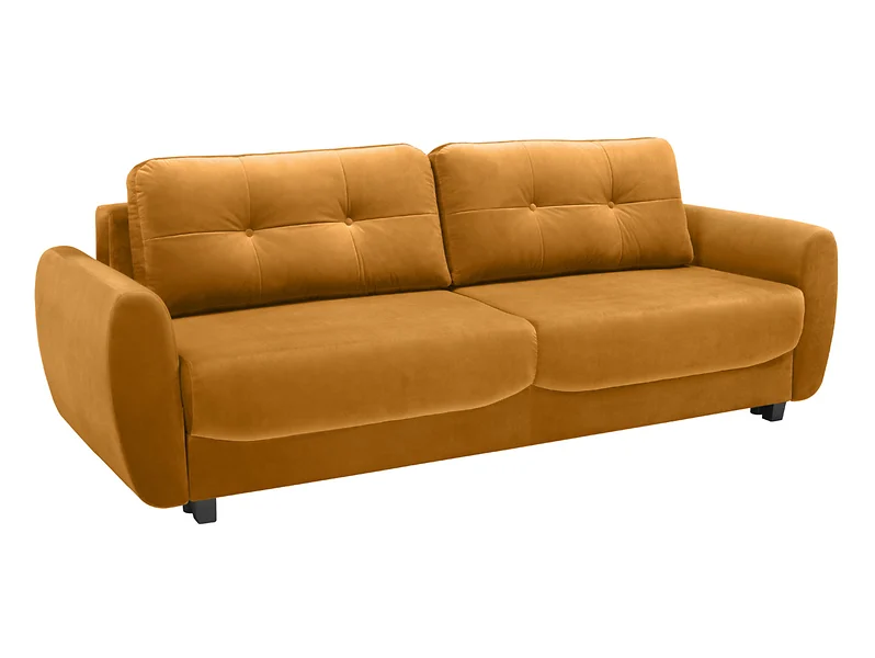 Sofa trzyosobowa Hampton rozkładana z pojemnikiem welurowa żółta