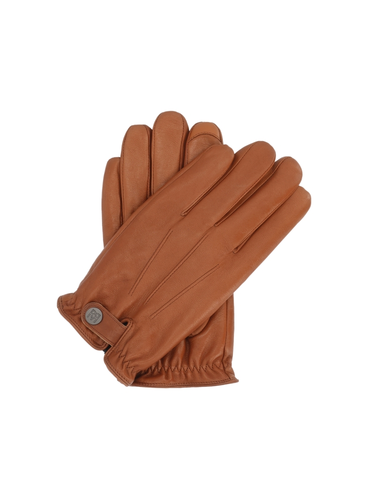 Brown leather gloves with touch screen function