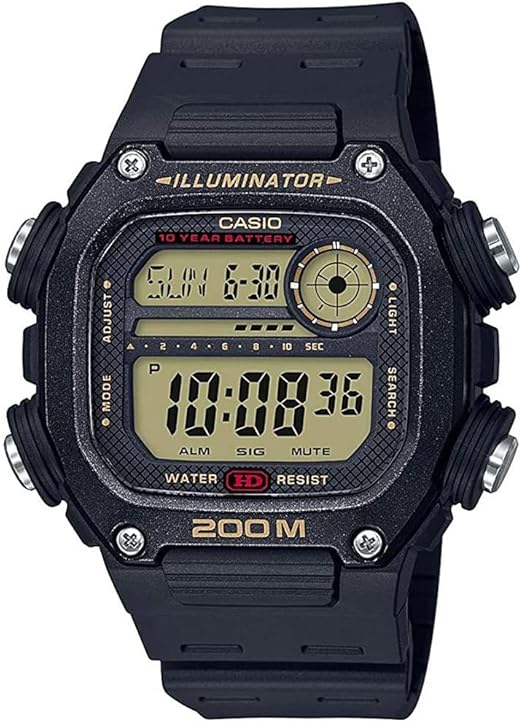 Casio DW291H Series | Men’s Digital Watch | 200 Meter Water Resistance | Multi Alarms | 100 SEC Stopwatch | Countdown Timer | World Map for World Time | LED Light | LC Display | 10 Yr Battery