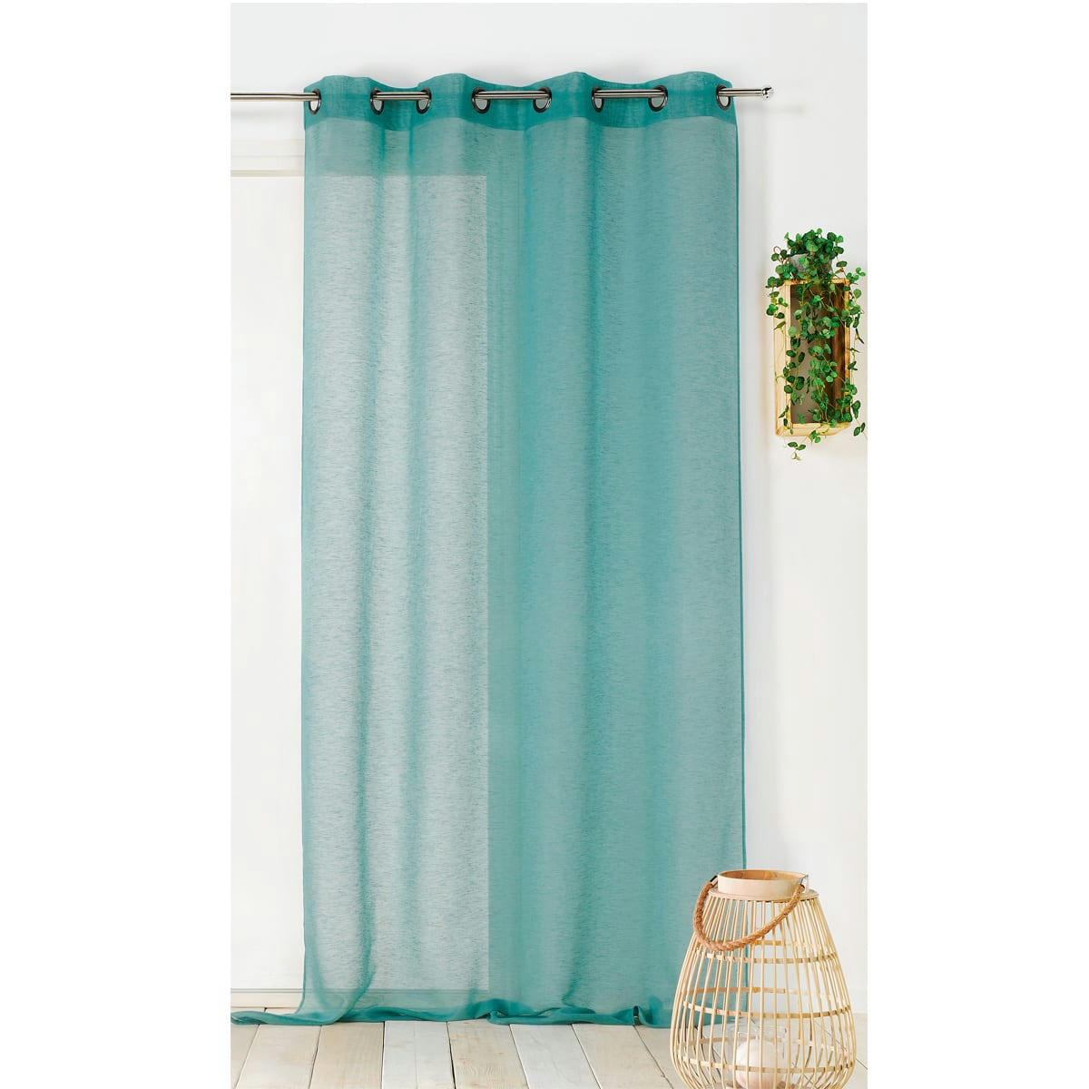 - Voilage uni et dépolluant polyester turquoise 145x240 cm
