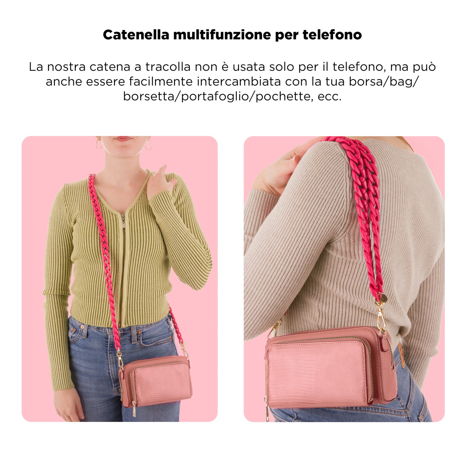 Tracolla smartphone e borsetta fucsia 120 cm – Fashionally