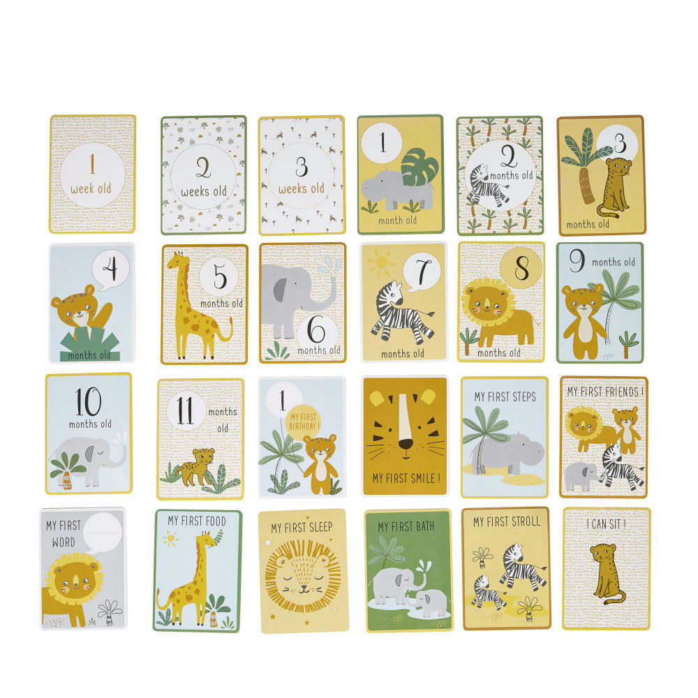 MINI JUNGLE - Cartes étapes 12 premiers mois bébé en papier imprimé