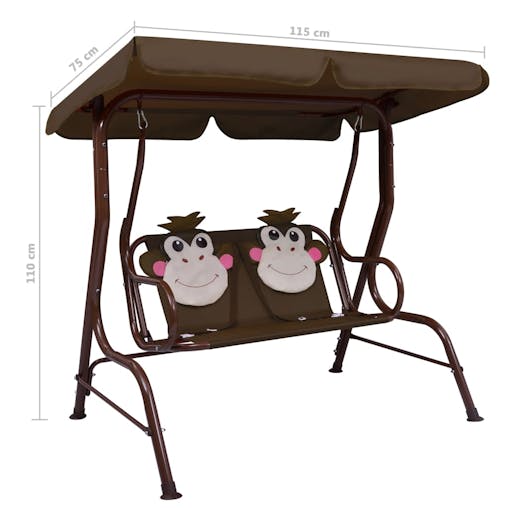 NNEVL Kids Swing Bench Brown 115x75x110 cm Fabric