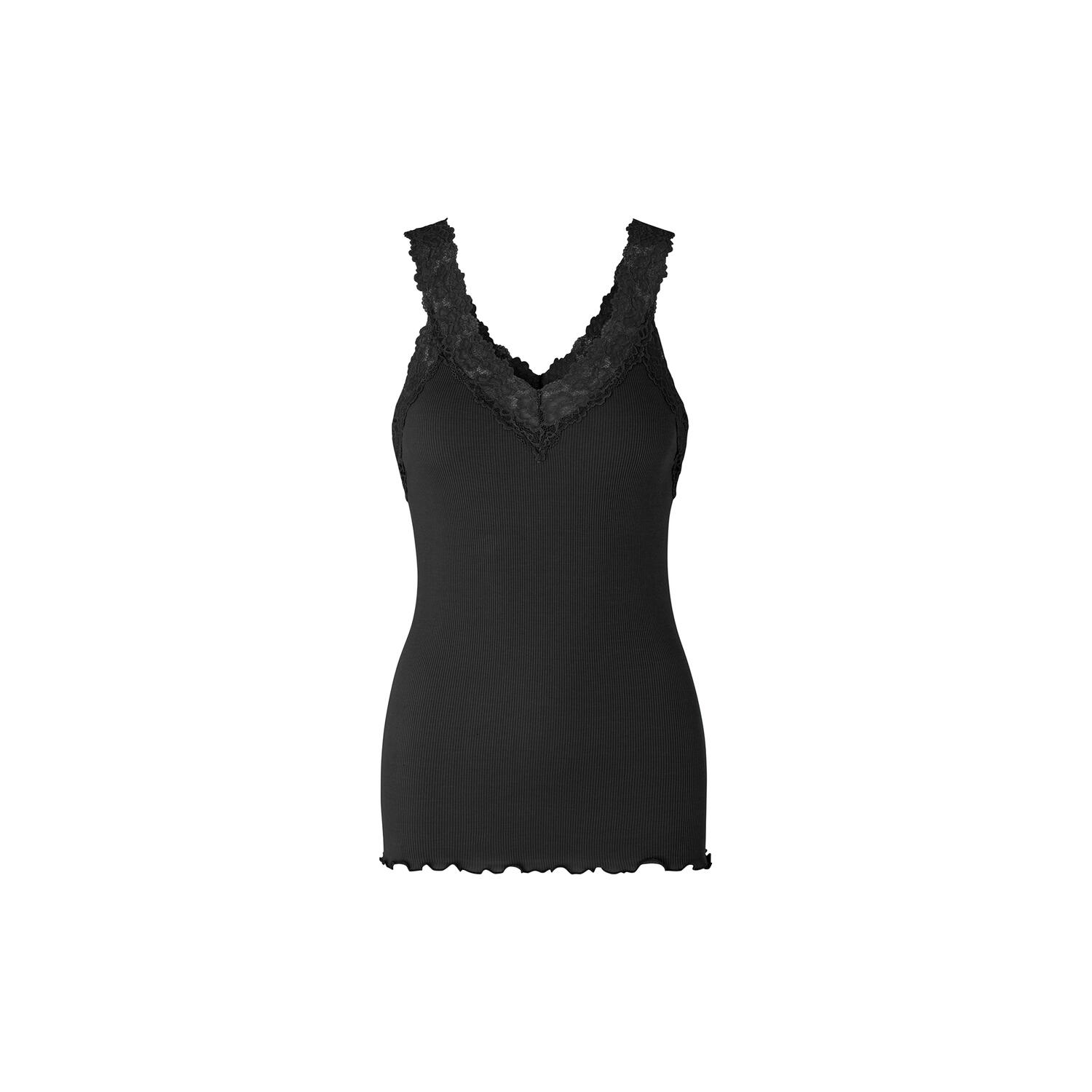 Organisk top med blonder, black