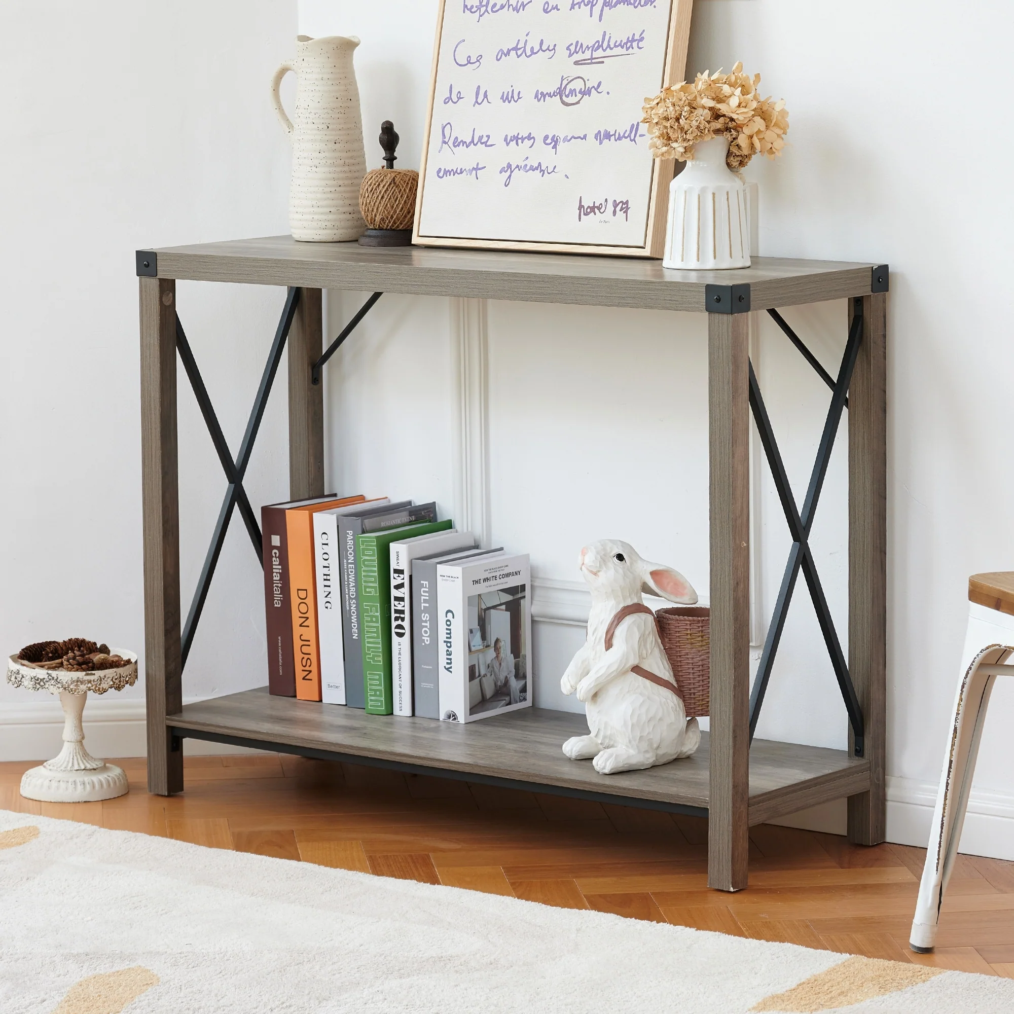 CO-Z Farmhouse 39-Inch Console Entryway Table with Open Lower Shelf