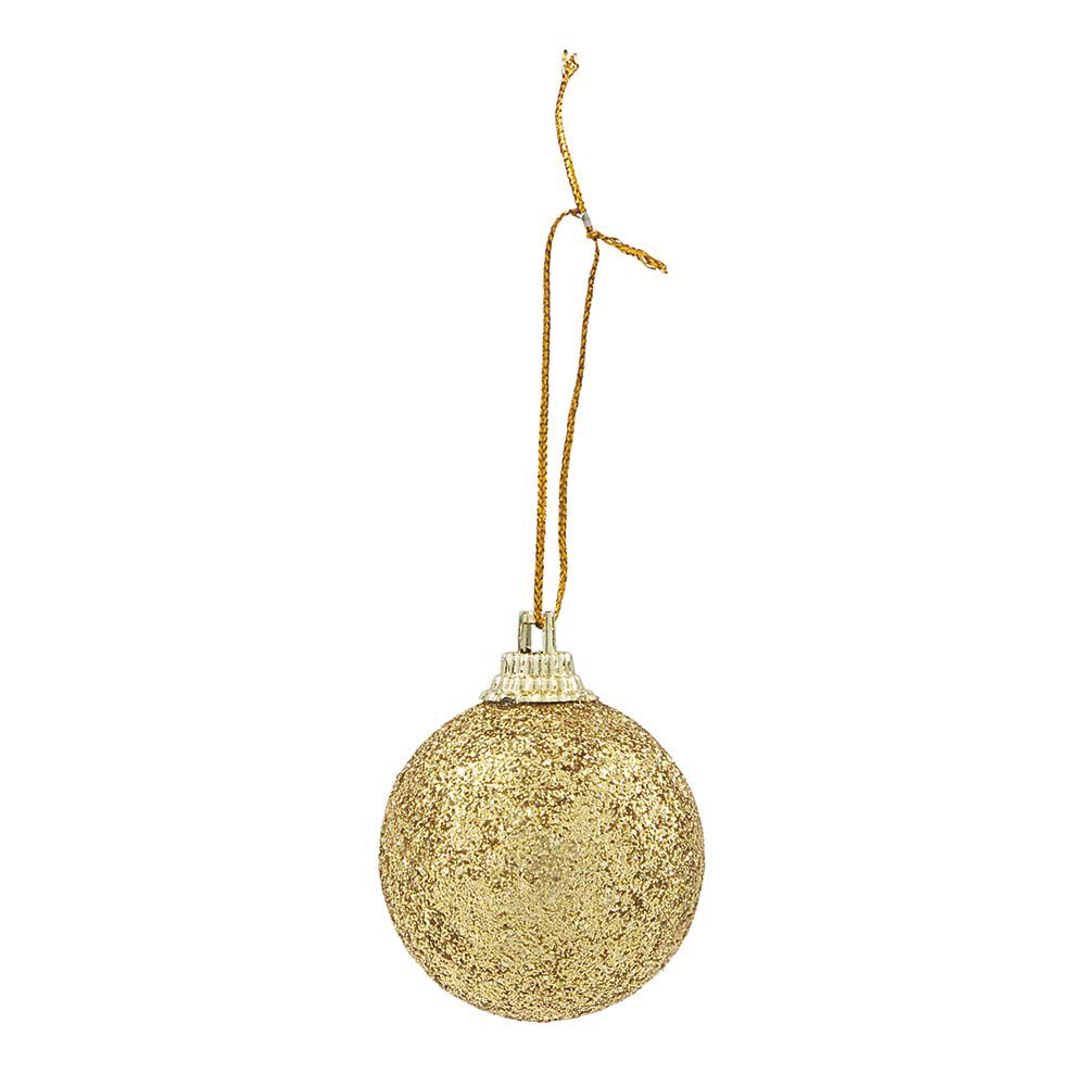 Suspension boules de No&euml;l dorées et pommes de pin