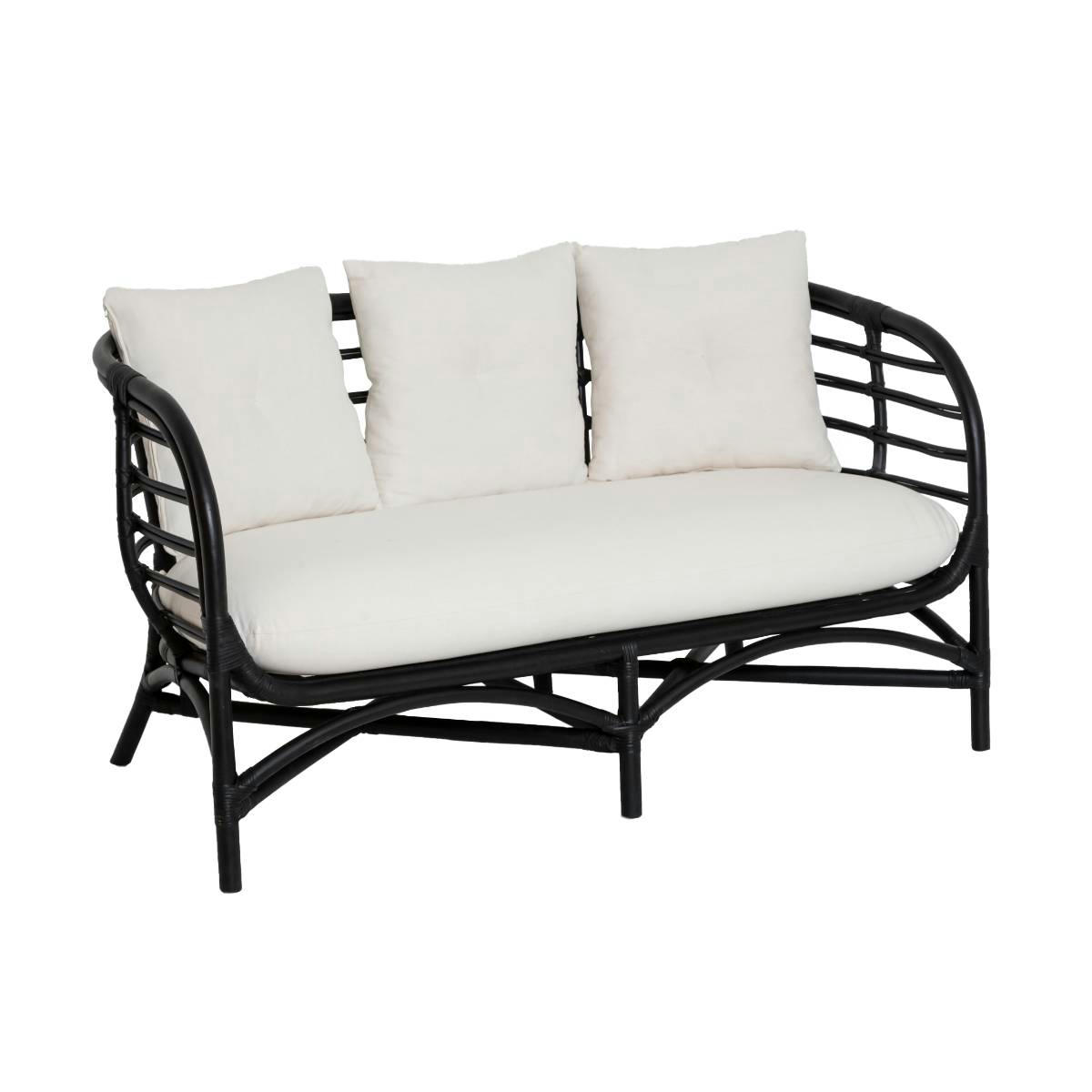 ANISSA - Canapé en rotin noir 145 cm