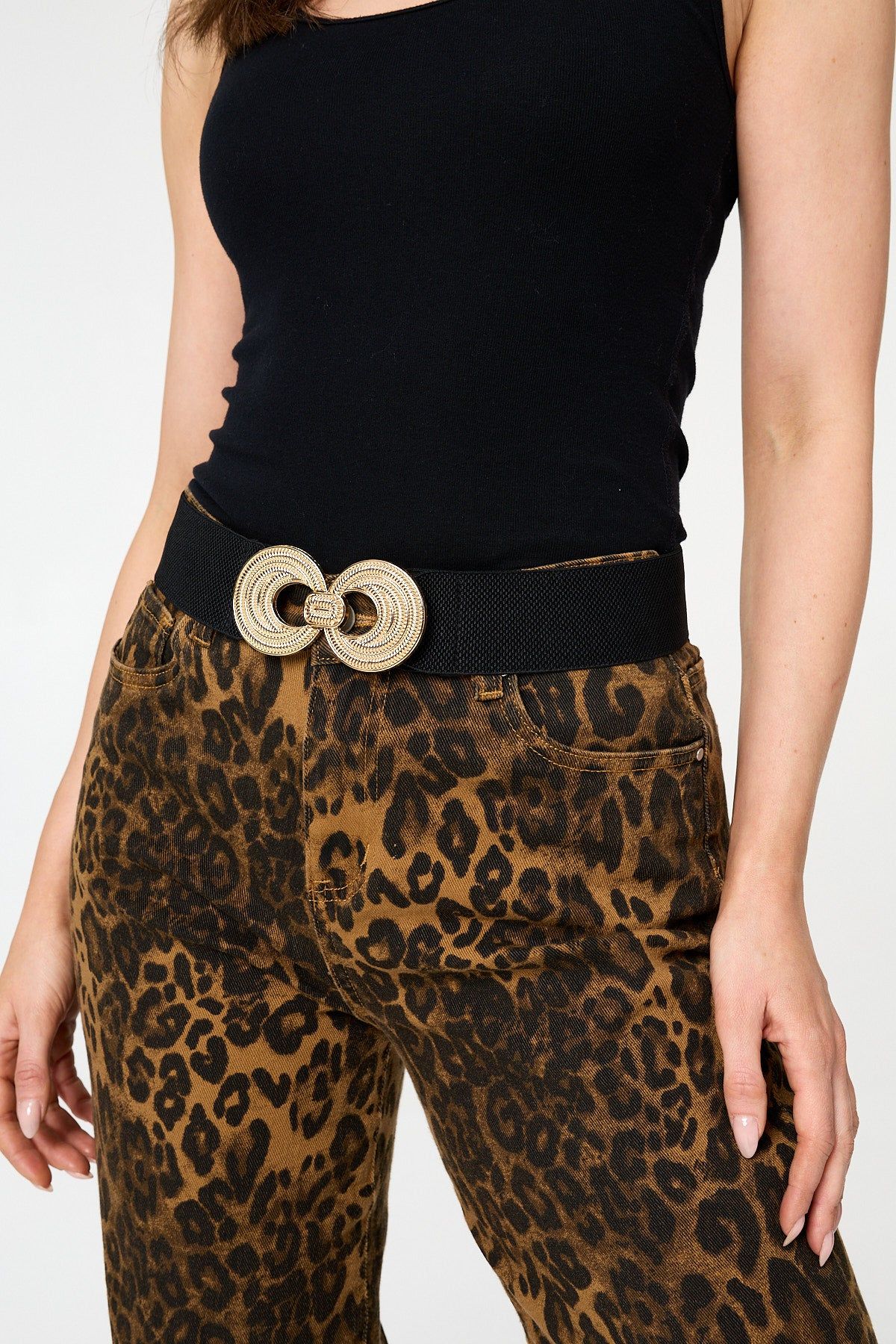 Izabel London Metallic Texture Statement Waist Belt